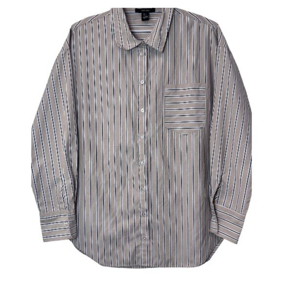 Forever 21 striped button up shirt and pull-on shorts set women's size L - Picture 4 of 13